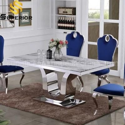 Modern Home Furniture White Marble Dining Table 4 Seater