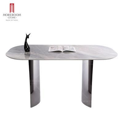 Rectangular Rounded Sintered Stone Table Sintered Stone Furniture