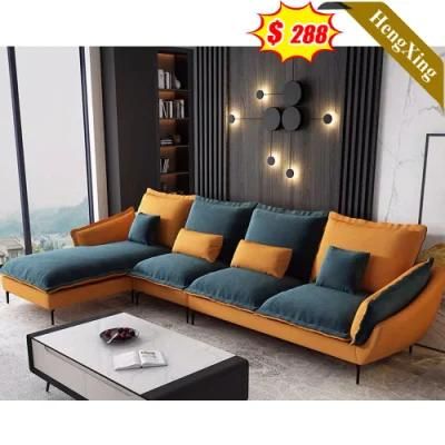 Simple Classic Design Living Room Home Hotel Lobby Couch Sofa Modern Green and Orange Color Fabric Sofas Set