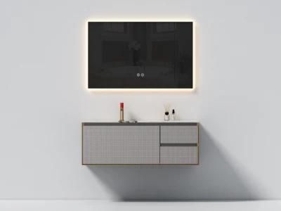 2022 New Design Rock Plate Sink Bathroom Furniture Cabinet with LED Mirror