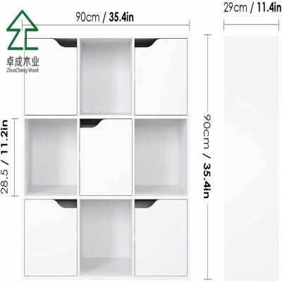 White MDF 6 Adjustable Partition Bookshelf White Doors