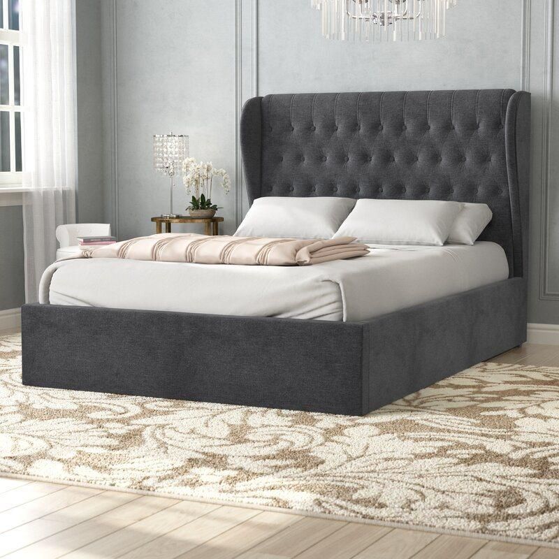 King Size Bed Frame Farm House Style Single and Queen Bed Frame High Headboard Velour with Storage Drawers