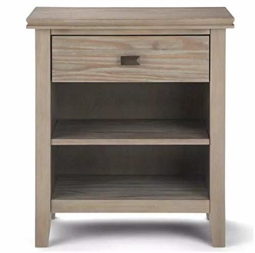 Solid Wood One-Drawer Nightstand (Distressed Gray)