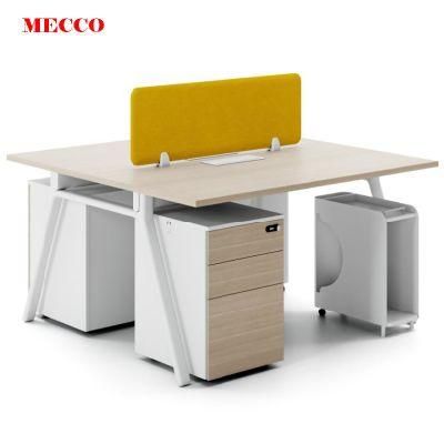 Hot Sale Staff 4 Seats Workstation Office Furniture Computer Desk with Fixed Side Table