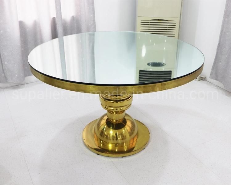 Modern Stainless Steel Base Round White MDF Top Wedding Table