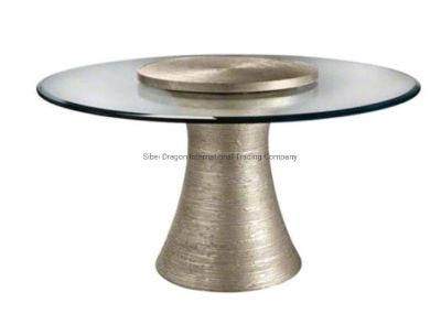 Five Star Hotel Custom Modern Cast Bronze and Glass Round Coffee Table