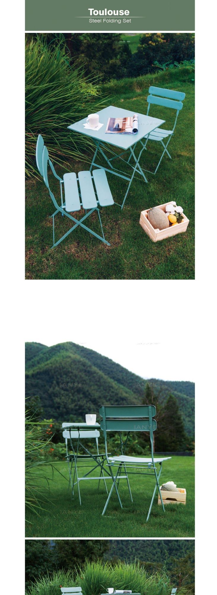 Modern Villa Patio Furniture Garden Outdoor Table and Chair Combination Metal Folding Resort Furniture