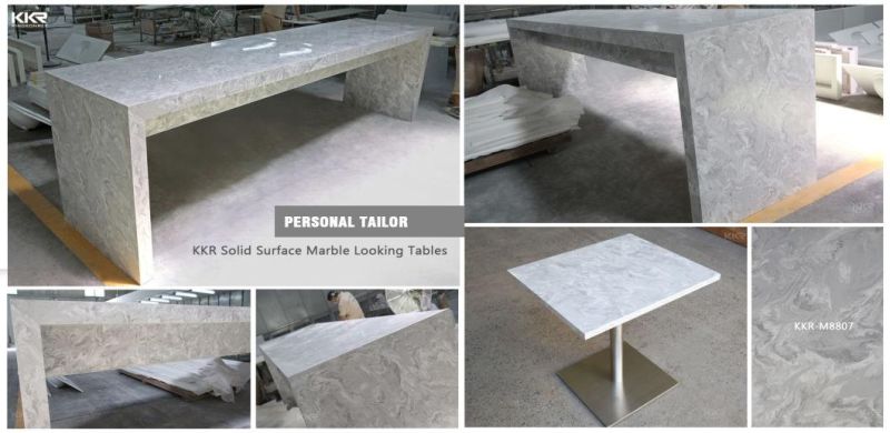Cutomized White Artificial Marble Solid Surface Restaurant Dining Table