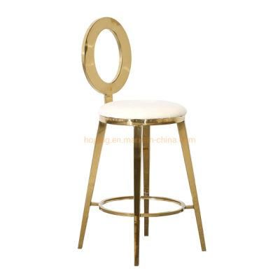 Modern Bar Chair Dining Furniture Modern Wedding Gold Stainless Steel High Back Bar Stool