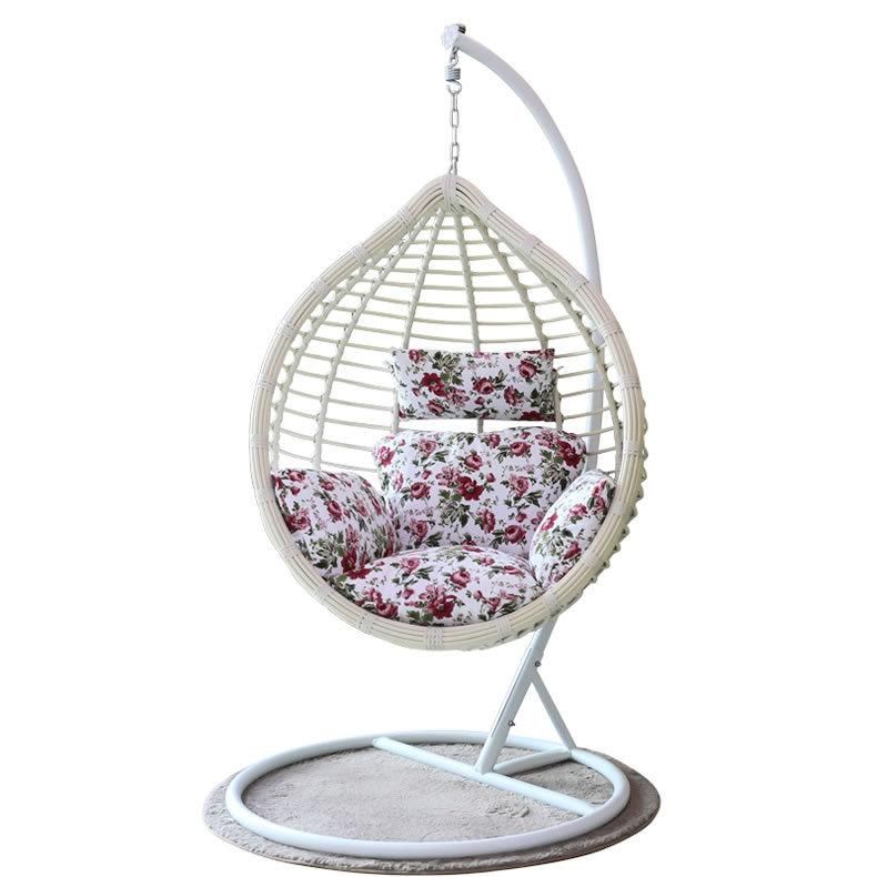 Patio Rattan Hanging Chair Pear Shape Leisure Chair with Cushion