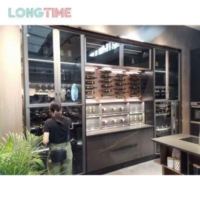 Factory Direct Luxury Aluminium Frame Glass Finish Furniture Kitchen Cabinets