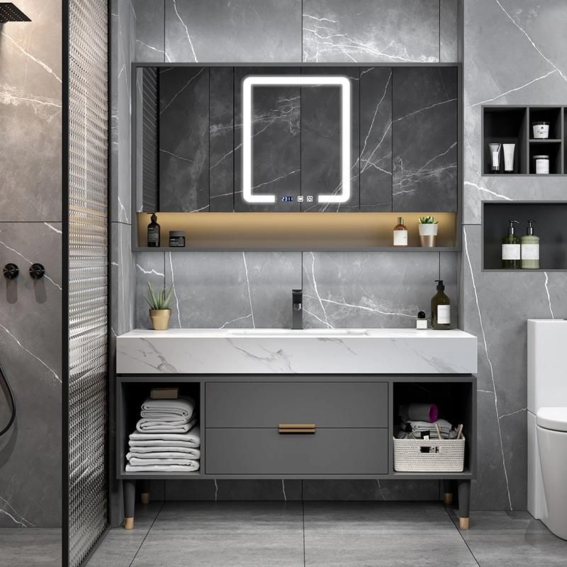 Modern Style Bathroom Cabinet Bathroom Furniture Cabinet Vanity with Rock Plate Basin