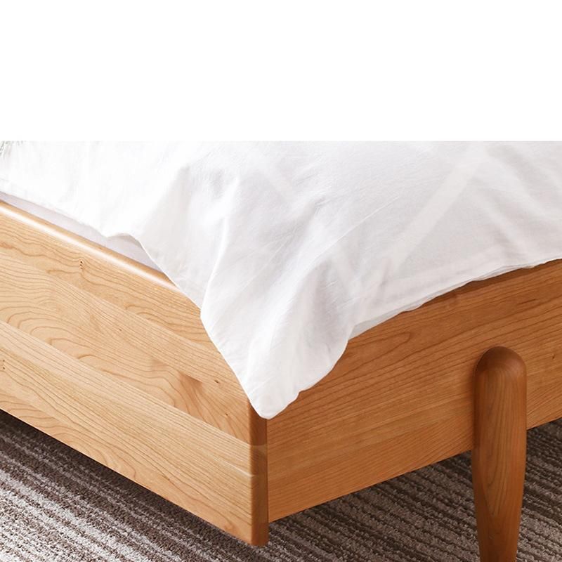 Nordic Solid Wood Double Bed 1.51.8 Meters Cherry Wood Bed Simple Modern Small Apartment Bedroom Solid Wood Bed