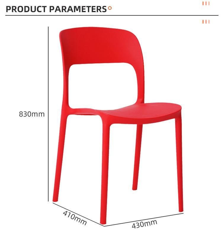 Colorful Modern Restaurant Kitchen Cafe Design Sillas Plasticas Chaise Stackable Dining Plastic Chair