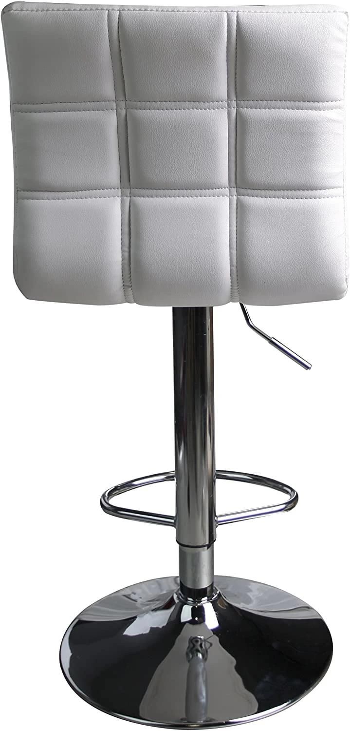 White PP Seat High Bar Stool Solid Wood Feet Home Bar Chair with Footrest