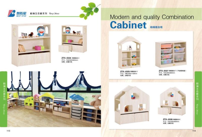 Baby Playroom Furniture Combination Cabinet, Kids Toy Storage Cabinet, Children Wood Cabinet, Kindergarten Toy Display Cabinet with Drawer