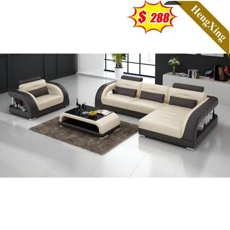 Classic Home Living Room Furniture PU Leather Sofa Set Wooden Frame L Shape Sofas