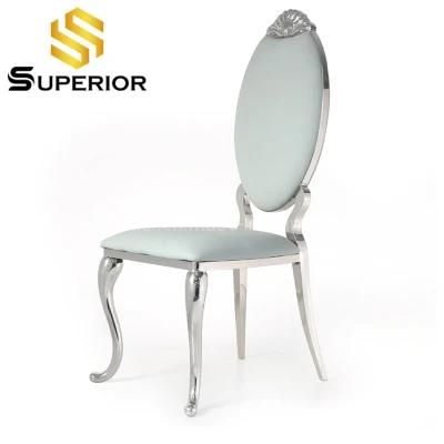 Wholesale China Factory Dubai Style Light Blue Leather Dining Chair