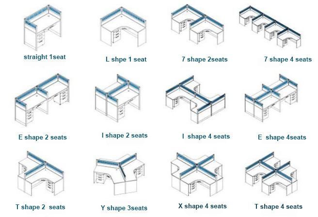 Good Quality Opened Style Modern Metal Base Melamine Office Workstation Furniture (HX-8PTU04)