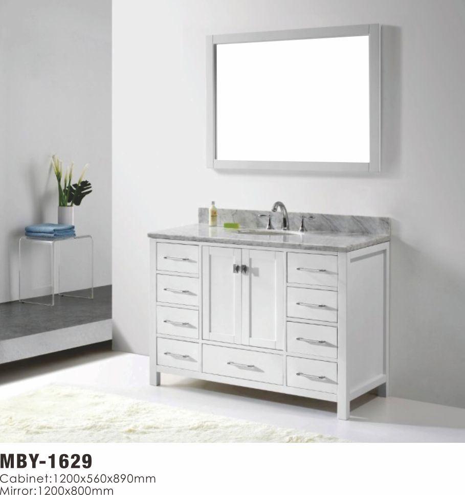 Wood Bathroom Vanity with Marble Top Fashion Cabinet Vanity