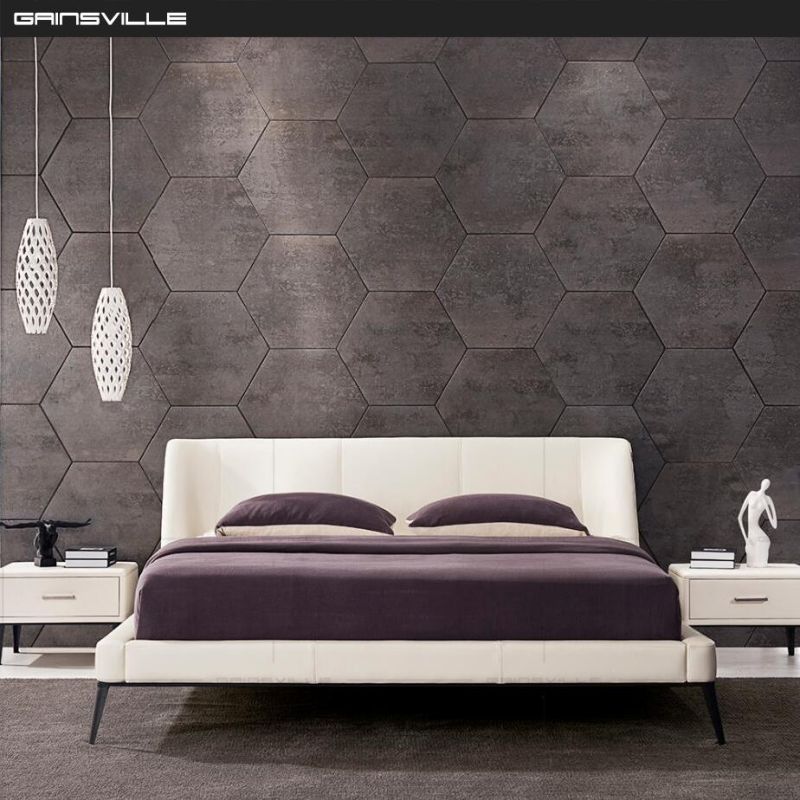 Italian Modern Leather King Size Bed for Bedroom Furniture Gc