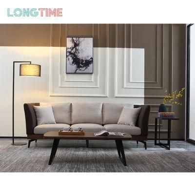 Hot Sale Modern Design Wooden Frame Leather Fabric Sofa with 3 Seats for Apartment Home