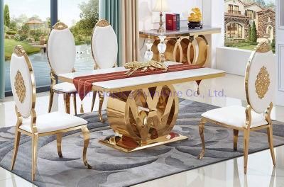 Modern Background Chair Dining Room Wedding Restaurant Hotel Chair Stainless Steel King Throne Marble Top Table Chair