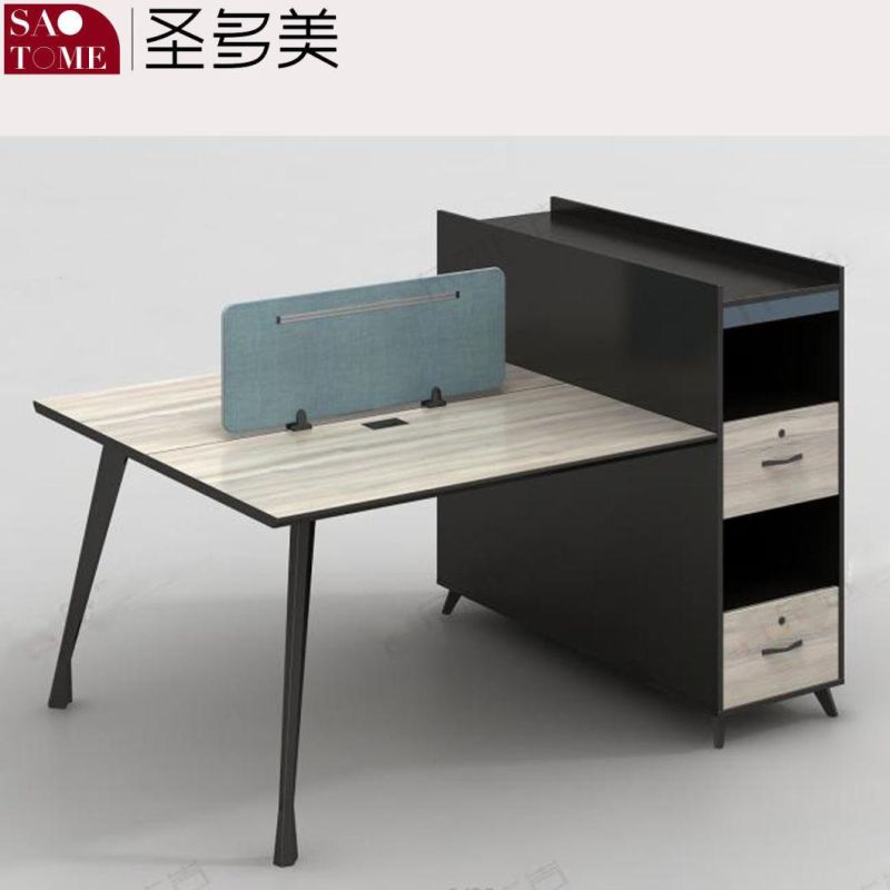 Modern Minimalist Office Furniture with Sideboard Four-Person Desk