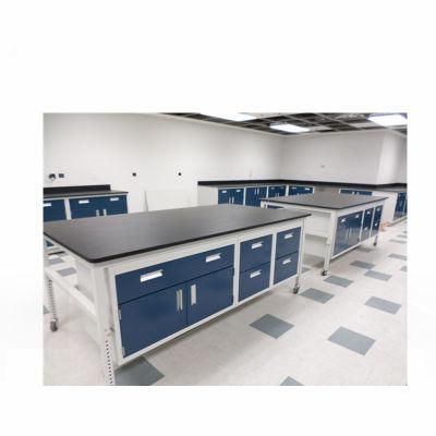 Fashion Pharmaceutical Factory C-Frame Steel and Wood Lab Bench Furniture with Reagent Shelf/