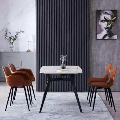 Hot Sale Upholstery PU Seat Back Comfortable Restaurant Plastic Inside Dining Room Chair with Metal Leg