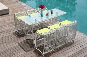 Wholesale Rattan Outdoor Bar Set Furniture with Waterproof Cushion