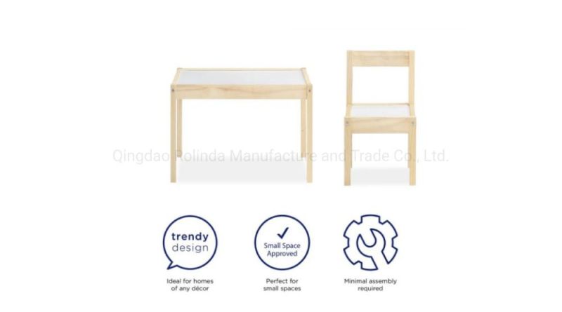 Hot Sale Modern Wooden Writing Kids Study Table Child Desk and Chair Children Furniture Set Kid Table with Two Chairs