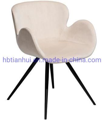 Modern Furniture Hot Sale Hotel Coffee Fabric Surface Metal Legs Dining Chair