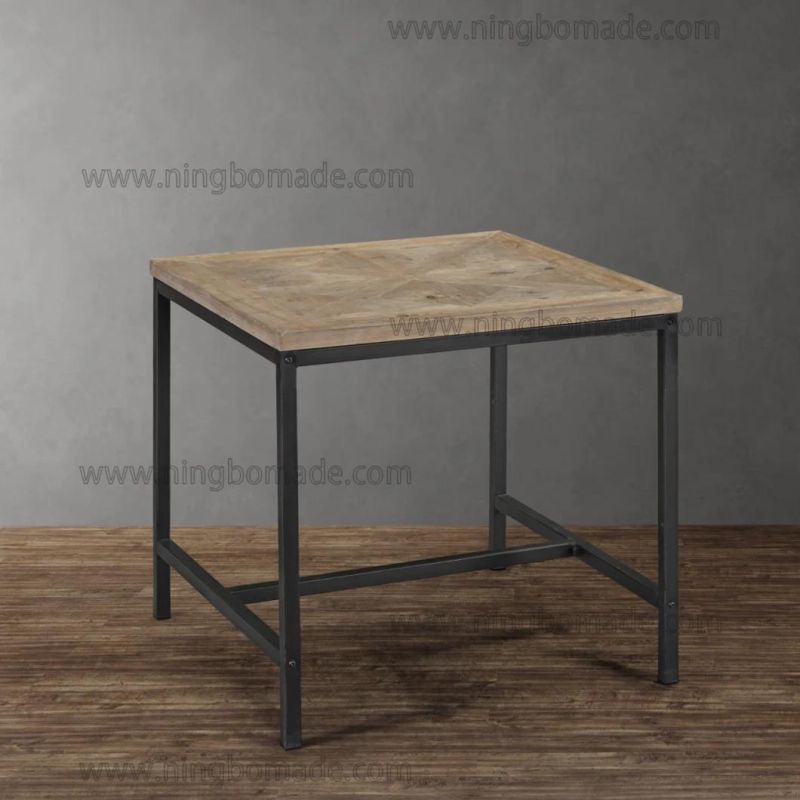 Modern Nordic Country Style Storage Pine Natural Reclaimed Fir Wood with Black Iron Metal Fixed Corner Coffee Table