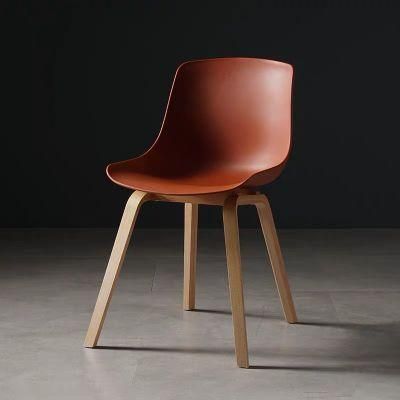 Contemporary Nordic Modern Wooden Legs Dining Plastic Chairs
