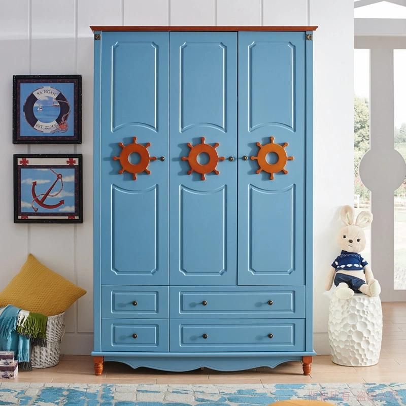 Chinese Standard Modern Design Wooden Kids Youth Bedroom Set Furniture Lacquer Paint Small Kids Wardrobe Cabinet