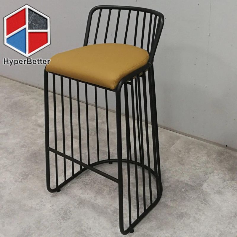 French Style Black and White Rattan Bar Stool
