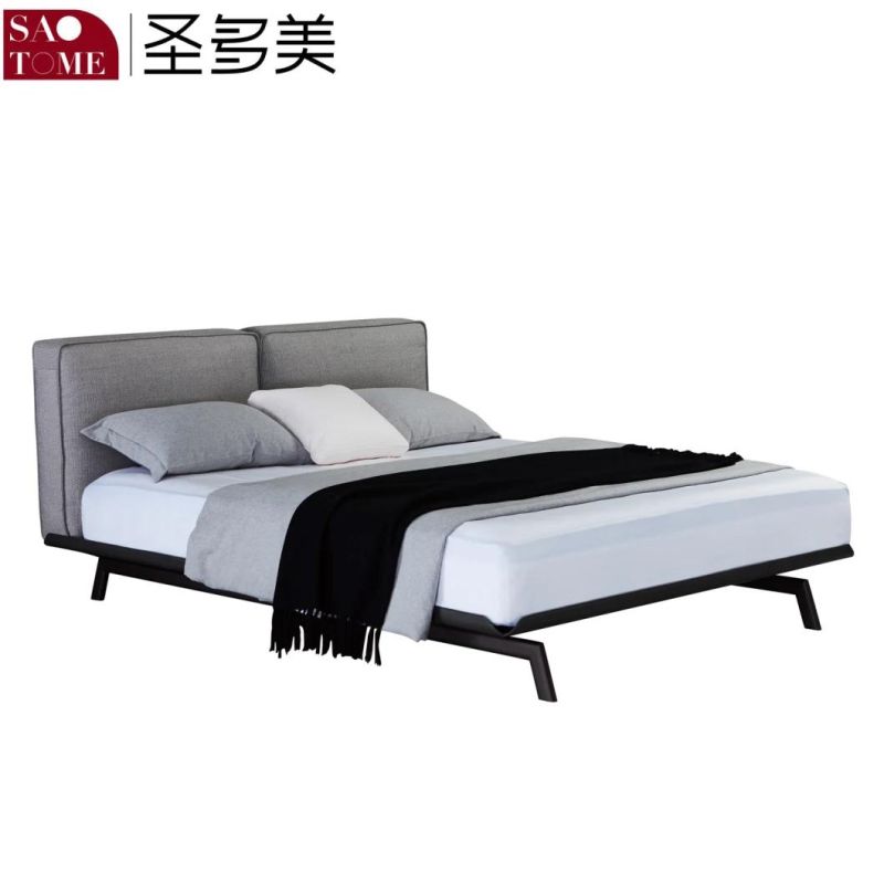 Modern Hotel Bedroom Furniture Set Fabric Grey 180m King Bed