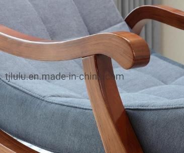 Modern Fabric Recliner Chair Wooden Lazy Rocking Chair in Living Room and Bedroom Armchair Solid Wood Scandinavian Relax Rocking Sofa Chair