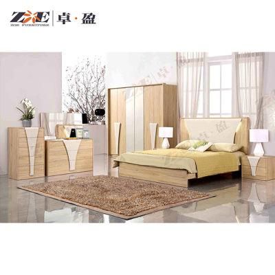 Wholesale Home Furniture Modern Double Bedroom Set with LED Light