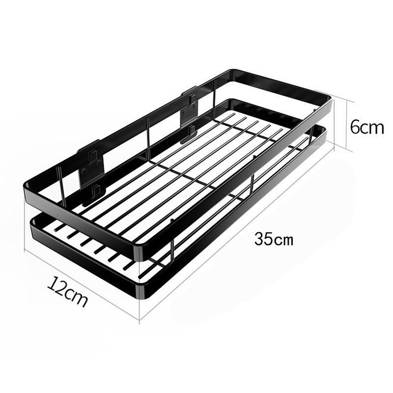 Modern Simple Iron Seasoning Rack Hole Free Kitchen Storage Rack Wall Mounted Bathroom Balcony Finishing Storage Rack