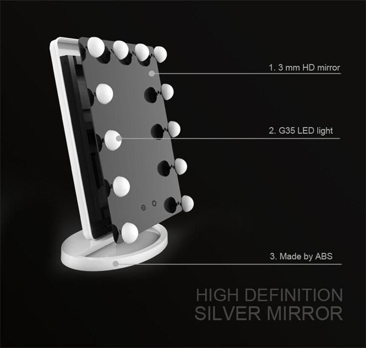 Tabletop Dressing Table Makeup Vanity Hollywood Mirror with Light Bulbs