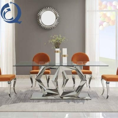 Designs Modern Metal Frame Tempered Glass Dining Tables