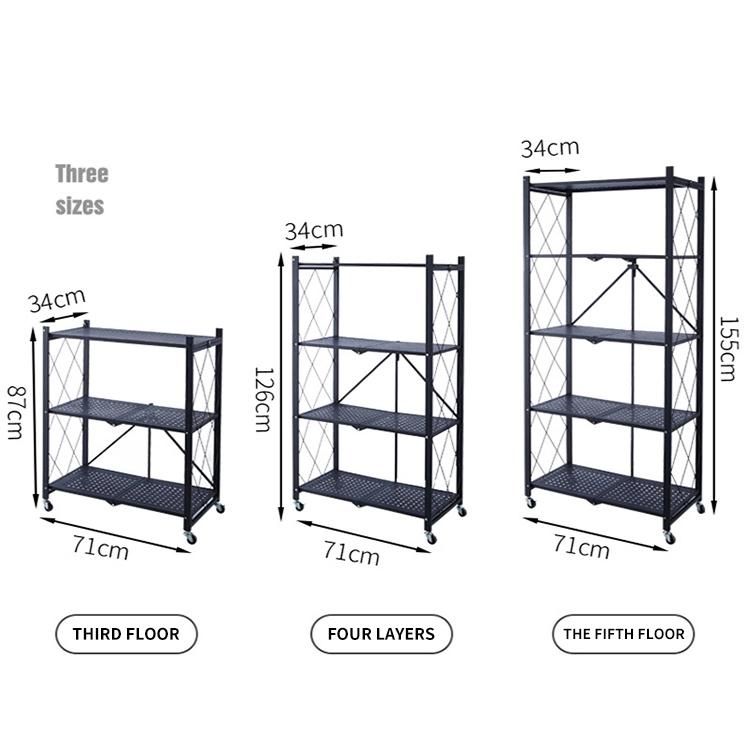 Floor-Standing Multi-Layer Installation-Free Kitchen Folding Shelf Microwave Oven Storage Multifunctional Kitchen Shelf Rack