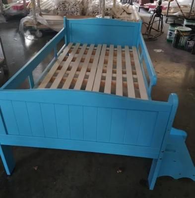 Solid Wood Children&prime;s Bed with Guardrail Widening Stitching Bed