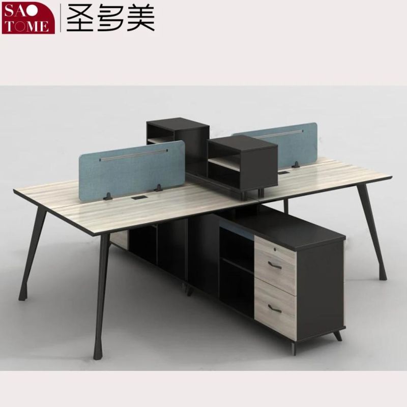 Office Furniture Two-Person Desk with Support Cabinet