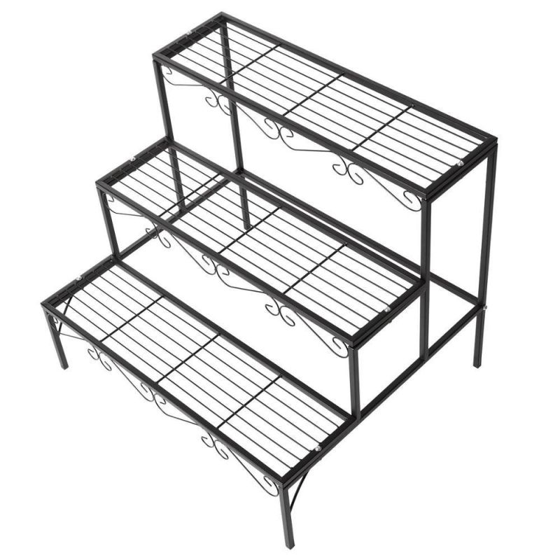 Metal Garden Flower Pot Rack Storage Shelf 3 Tier Plant Stand