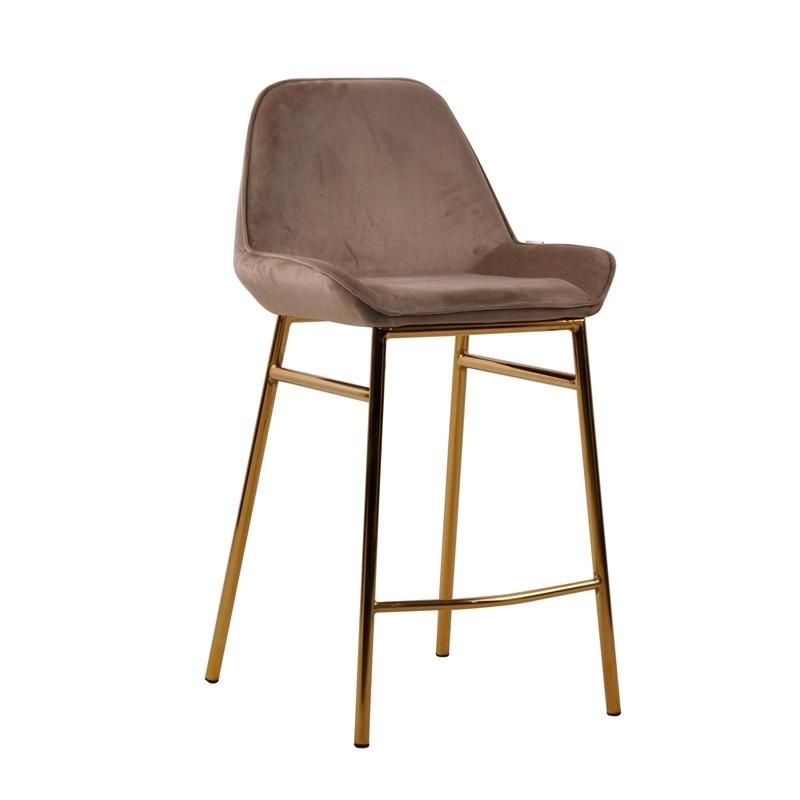 New Design Commercial Room Furniture Modern Bar Chair with High Legs Upholstered Velvet Seat