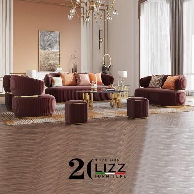 Luxury UAE Living Room Sectional Home United Furniture Center Velvet Fabric Sofa Set