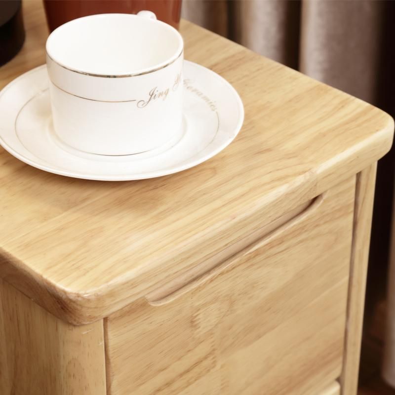 Factory Direct Supply Nordic Style Storable Wood Color Bedroom 2 Drawers Solid Wood Nightstand